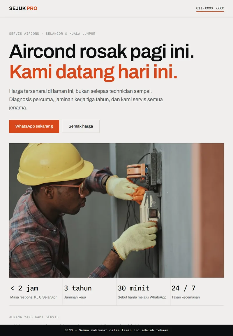 Tablet view of the SEJUK PRO site