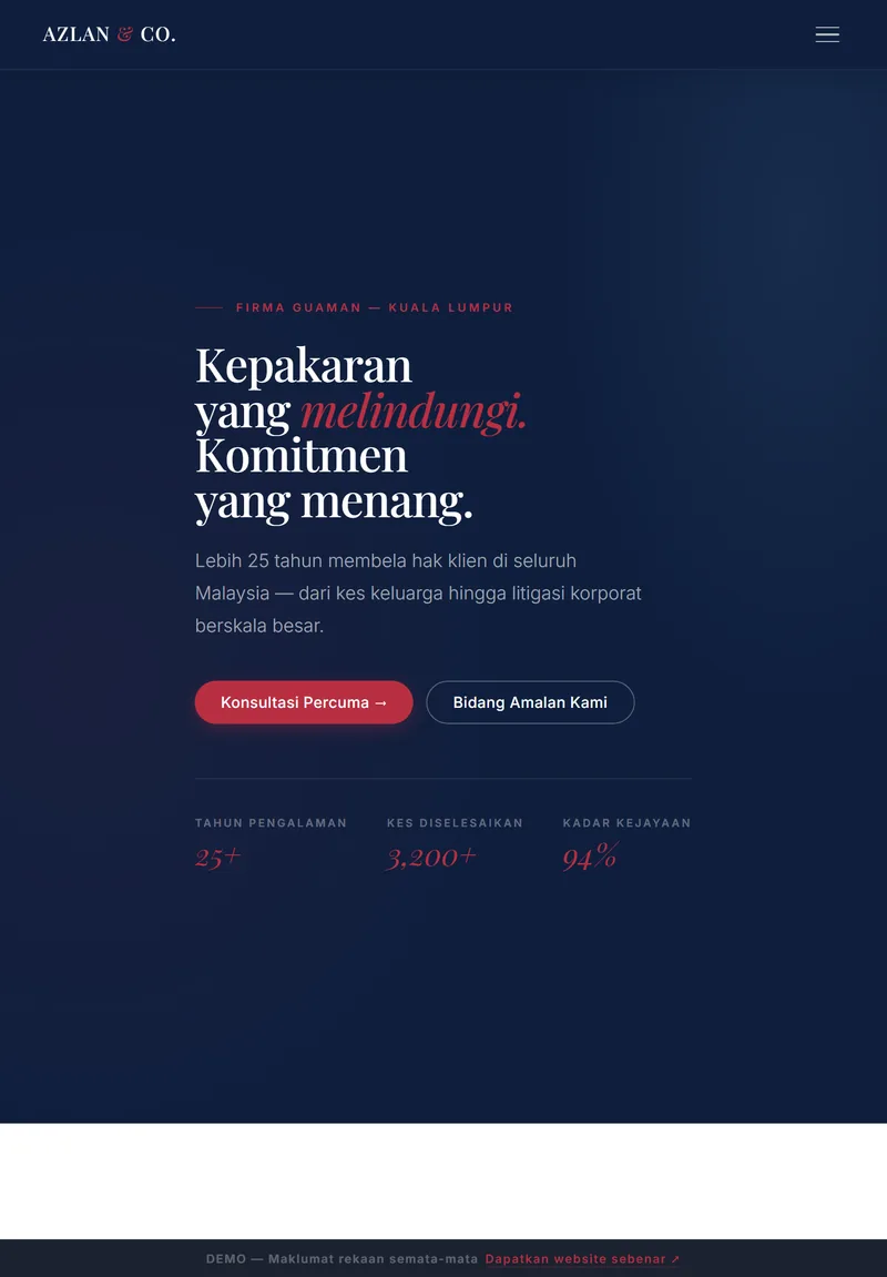 Tablet view of the AZLAN & CO. site