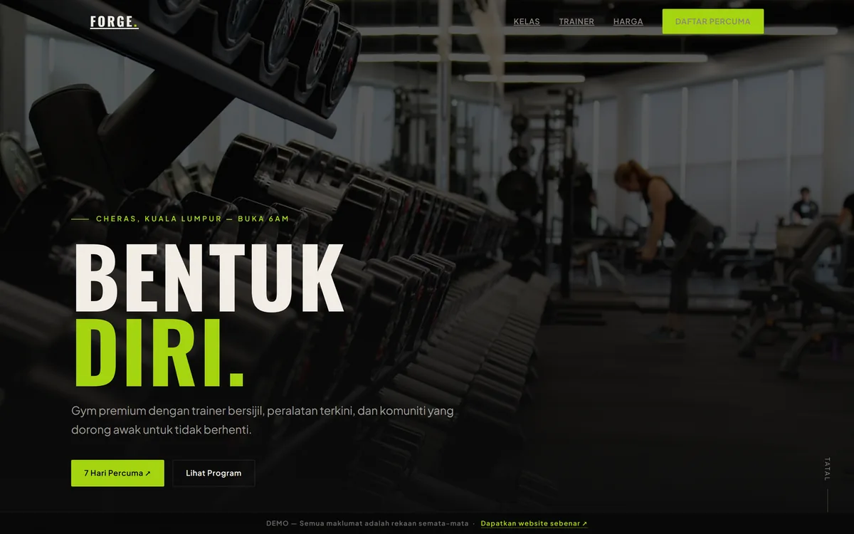 Tangkapan skrin laman FORGE FITNESS
