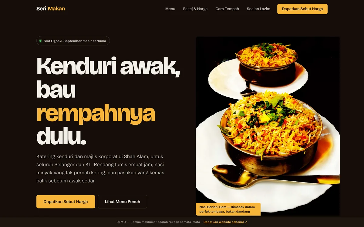 Screenshot of the SERI MAKAN site