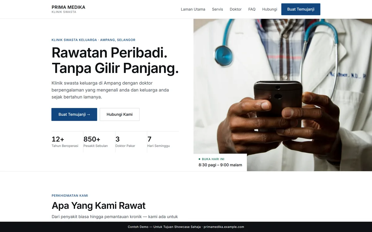 Screenshot of the PRIMA MEDIKA site