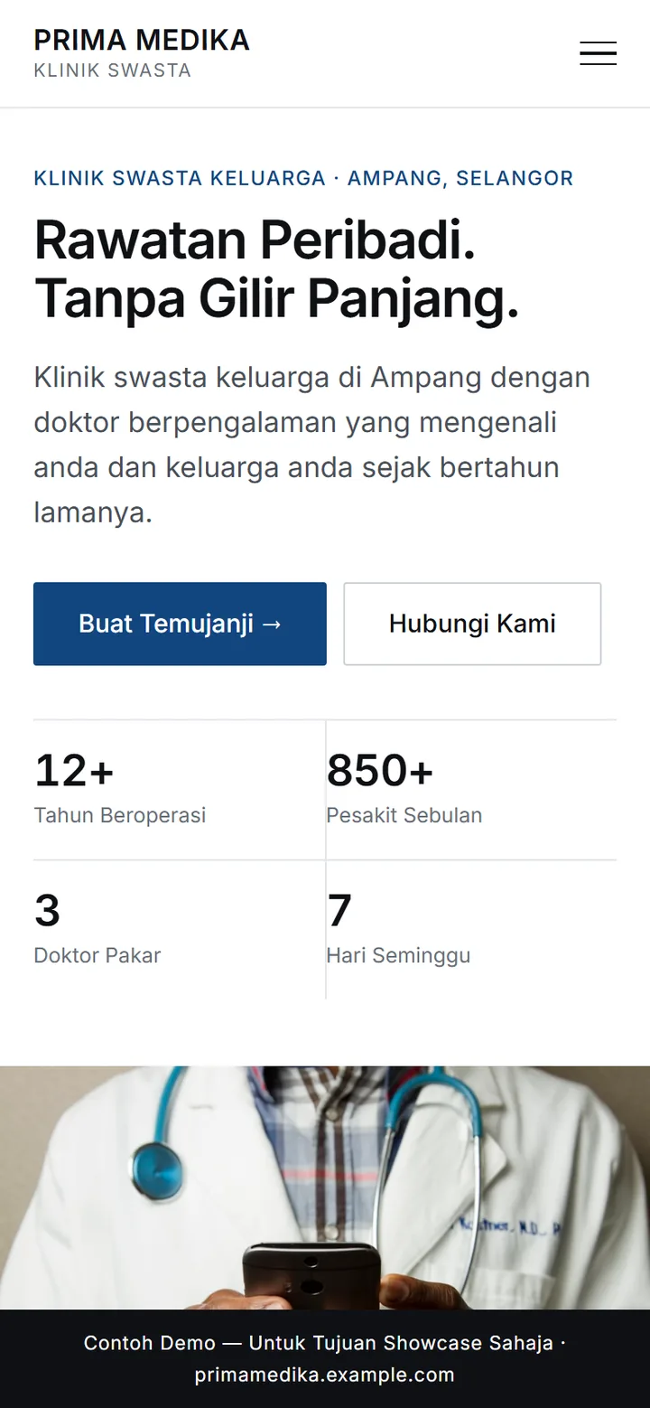 Screenshot of the PRIMA MEDIKA site