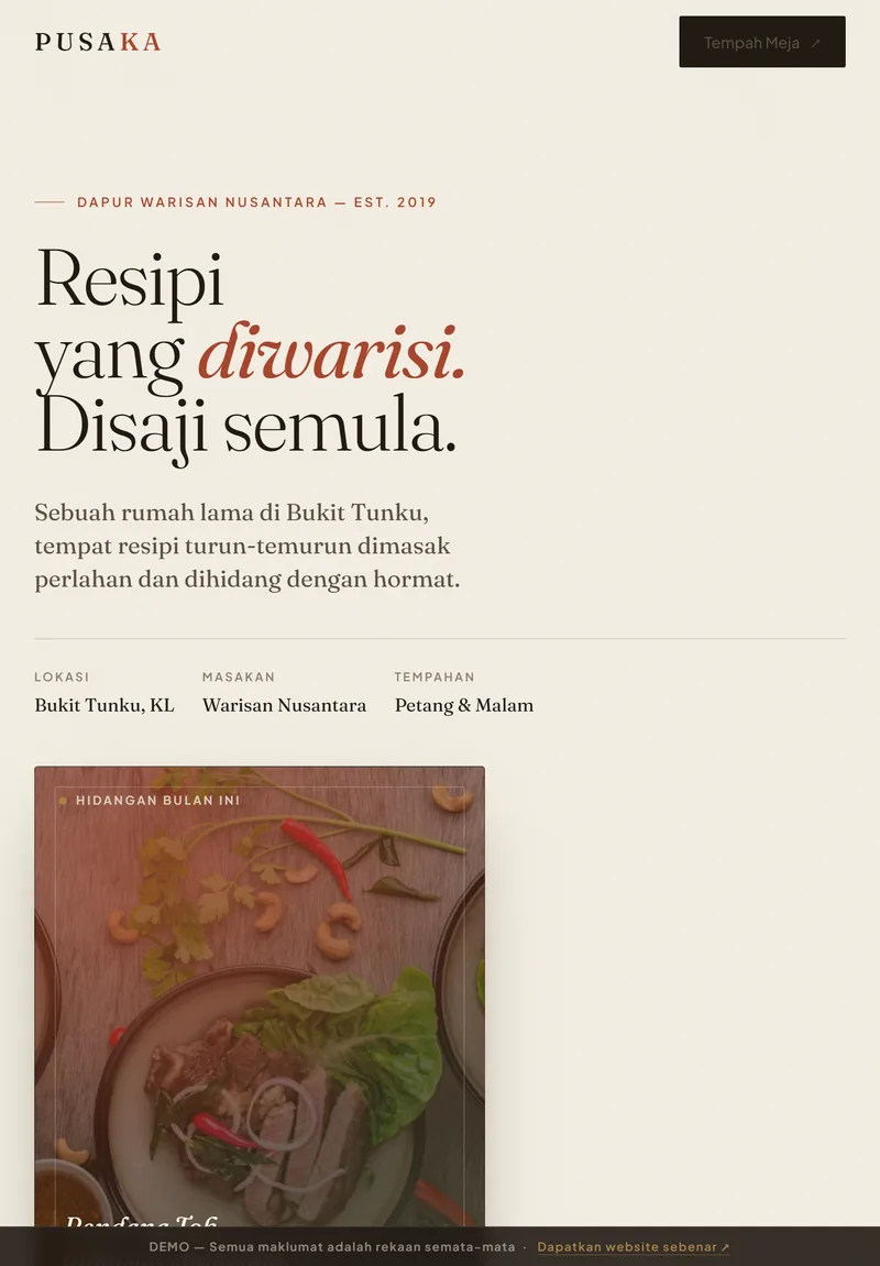 Paparan tablet laman PUSAKA