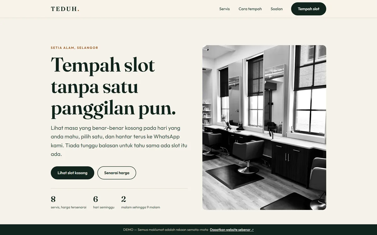 Tangkapan skrin laman TEDUH