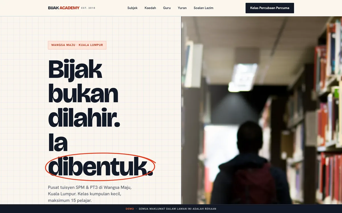 Screenshot of the BIJAK ACADEMY site