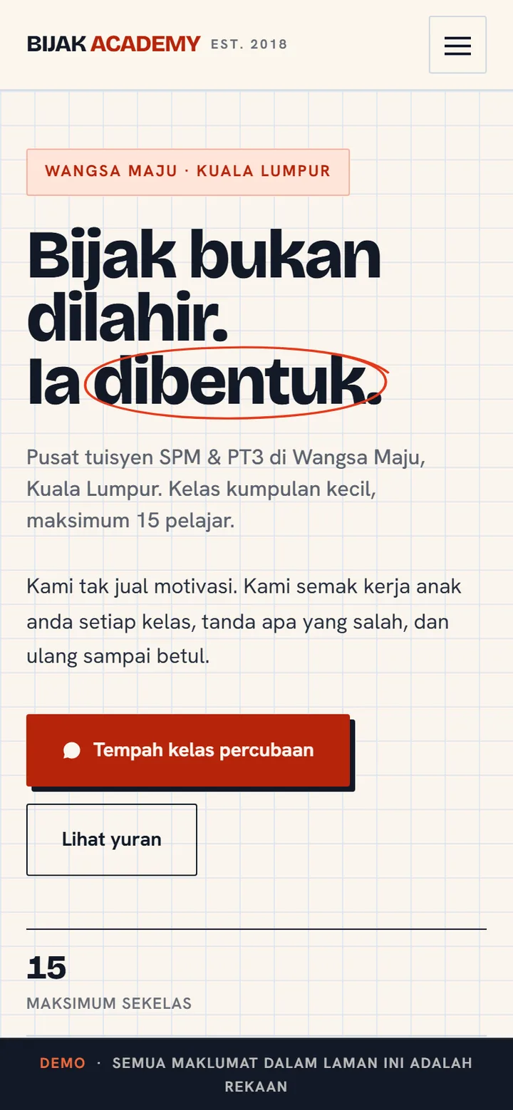 Screenshot of the BIJAK ACADEMY site